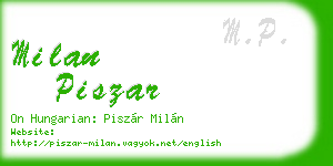 milan piszar business card